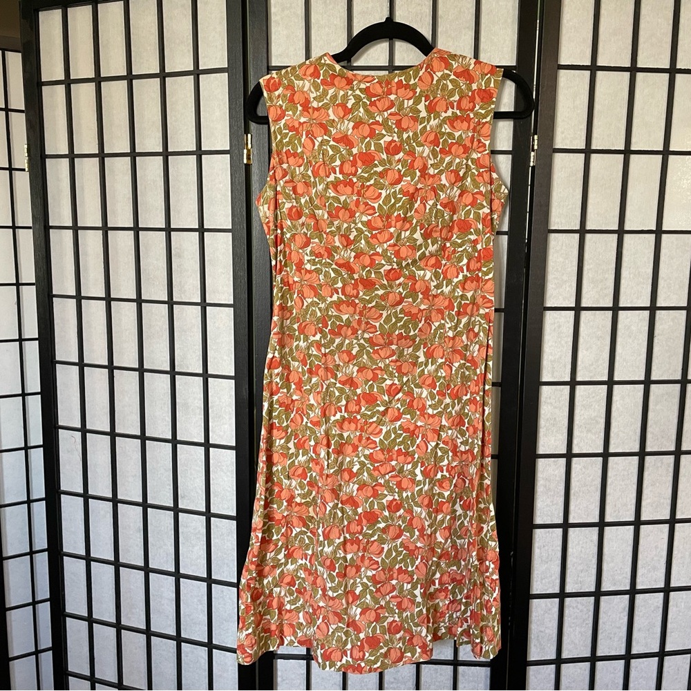 Vintage 60s Sheath Dress Peach Floral XS
